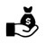 Hand holding money bag Icon